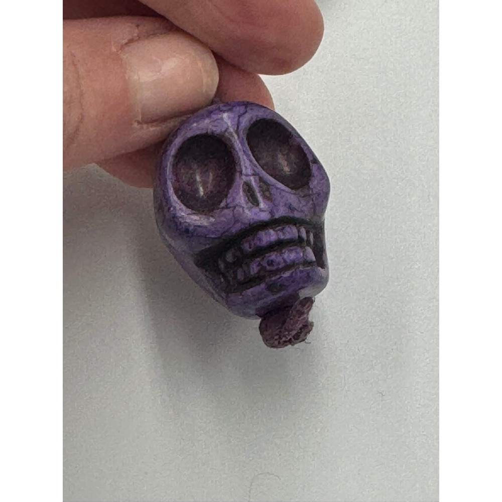 Purple Carved Stone Skull Keychain Gothic Edgy Charm Gunmetal Lobster Clasp